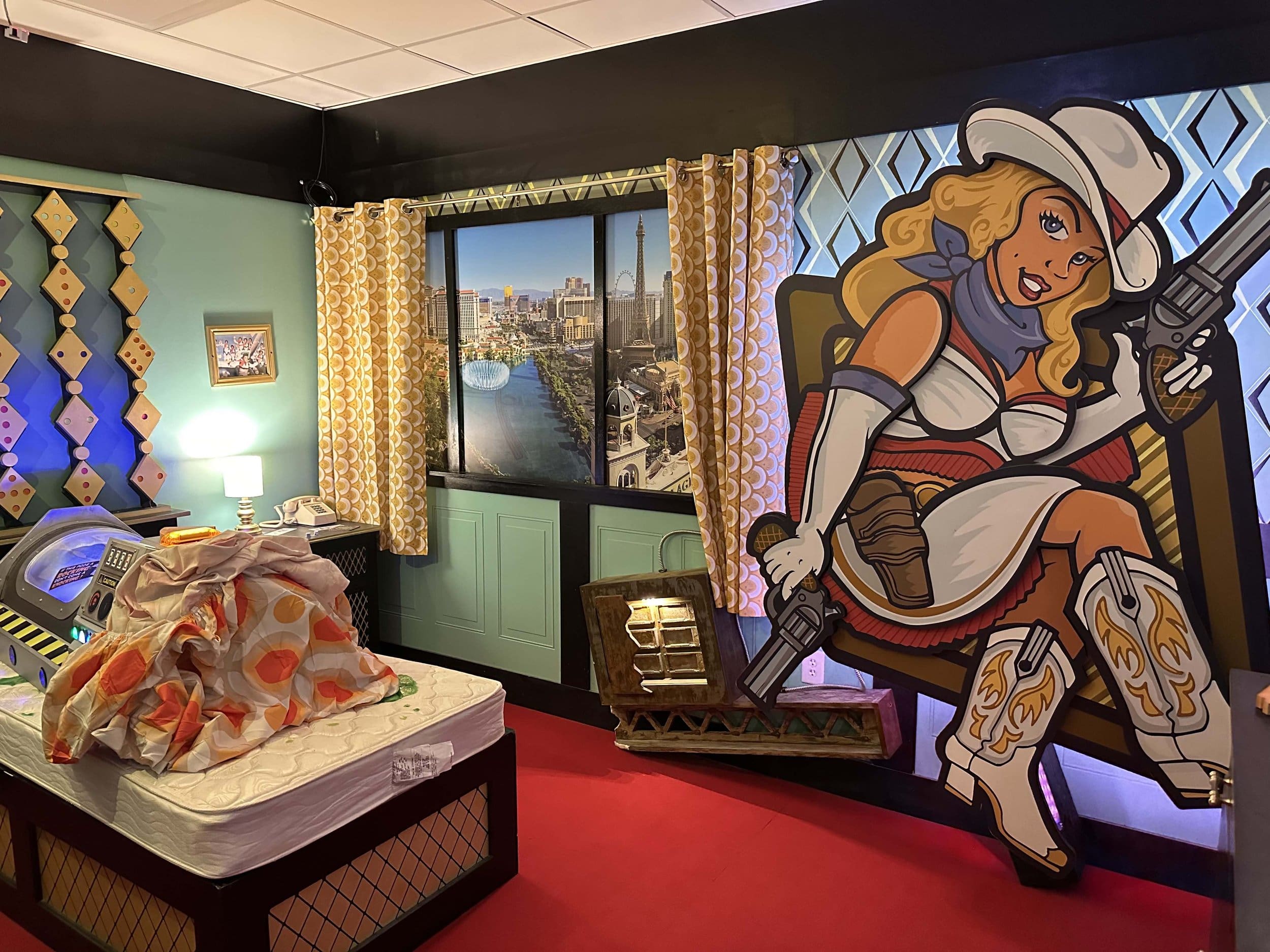 What Happened in Vegas Escape Room - Window and Bed